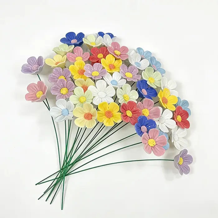 Bouquet de fleurs en céramique à pétales multicolores, marguerites en céramique, sans entretien, ne 