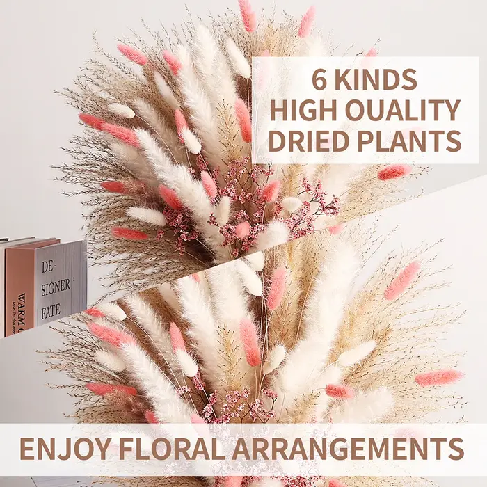 Bouquets de fleurs séchées de Pampas rose éternel
