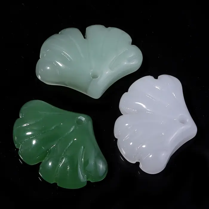 30 pcs/lot feuilles de verre pendentif perles couleur verte petites
