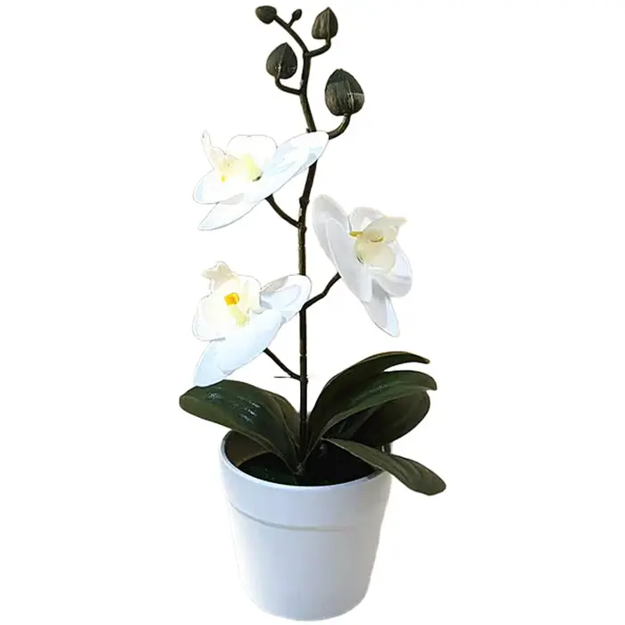Orchidée artificielle élégante en pot avec forme 3D réaliste, idéale pour console d'entrée ou table 