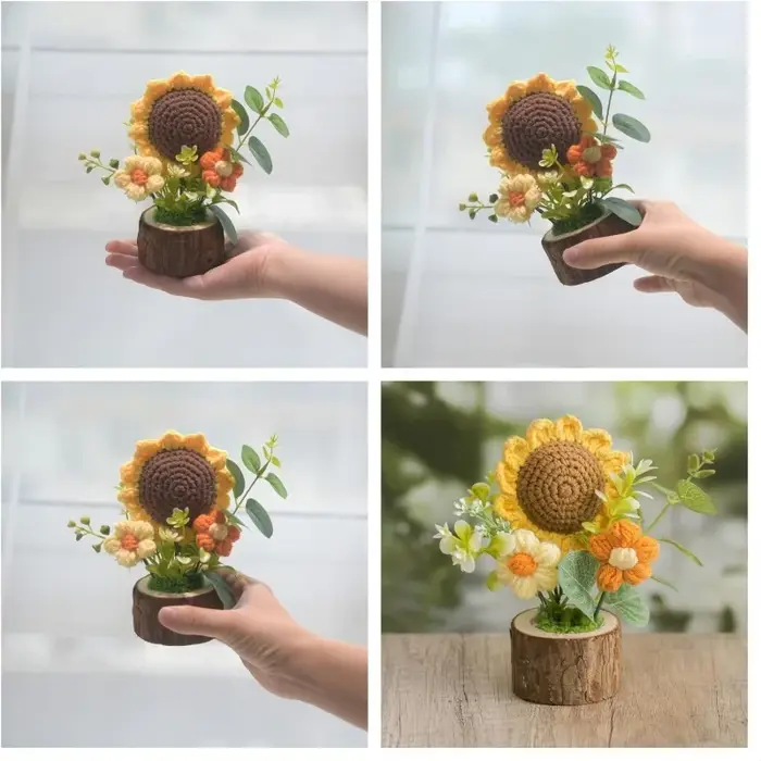 Fleurs de tournesol au crochet faites à la main