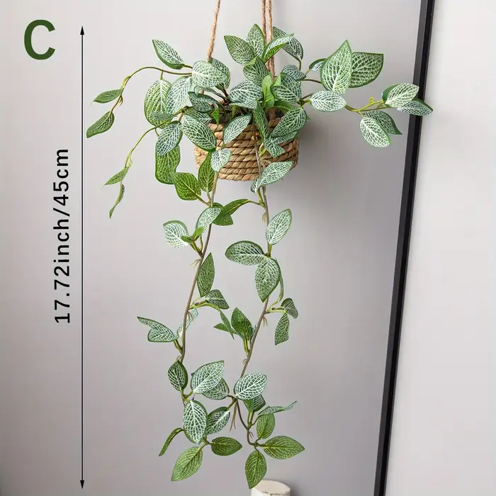 XIYA fleur artificielle suspendue herbe plante en pot Zebrina Peperomia Fittonia