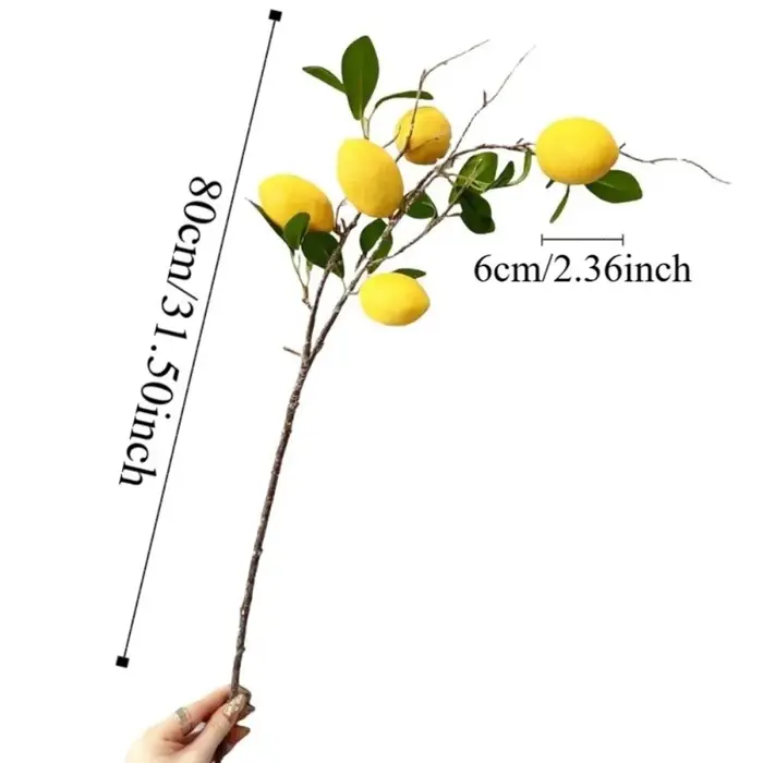 Branche de citron artificielle à feuilles vertes