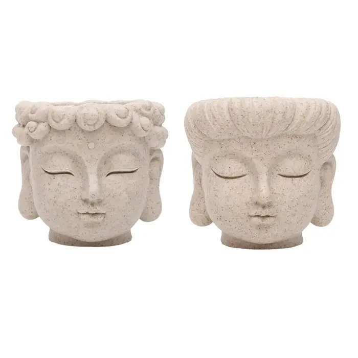 Pot de fleurs en forme de tête de Bouddha