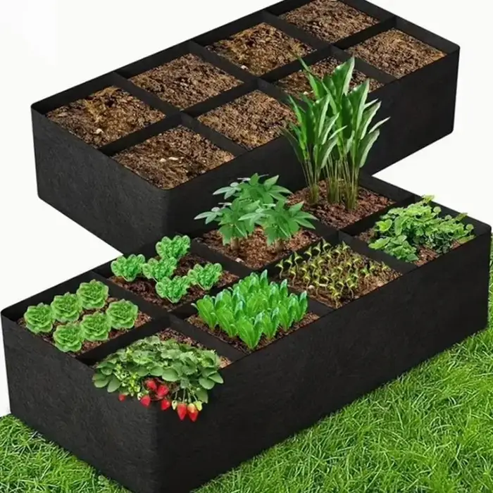 Sac de culture en tissu noir avec 1 à 8 trous, pot de pépinière rectangulaire surélevé réutilisable pour plantes, fleurs et légumes d'extérieur