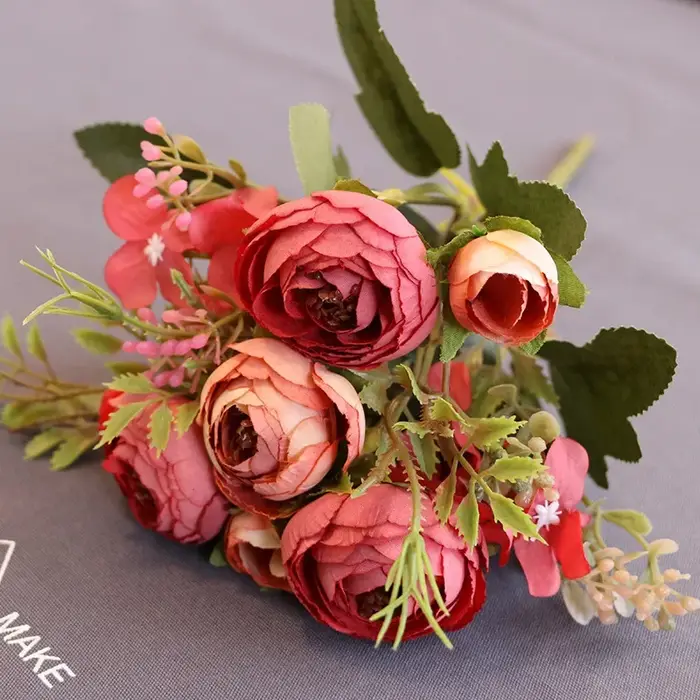 InjTea-Bouquet de roses artificielles vintage
