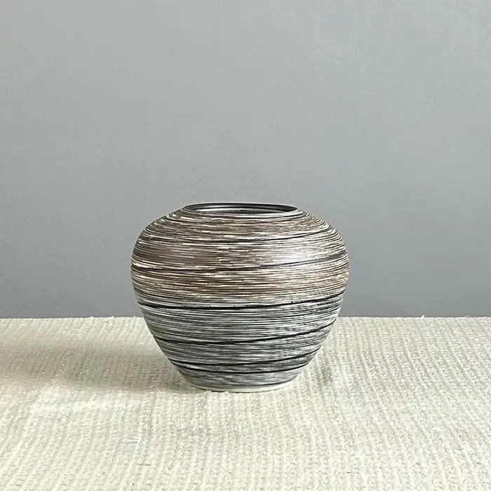 Vase à fleurs en céramique de luxe pour salon, bouteille de poterie grossière rétro, Wabi-Sabi, Arra