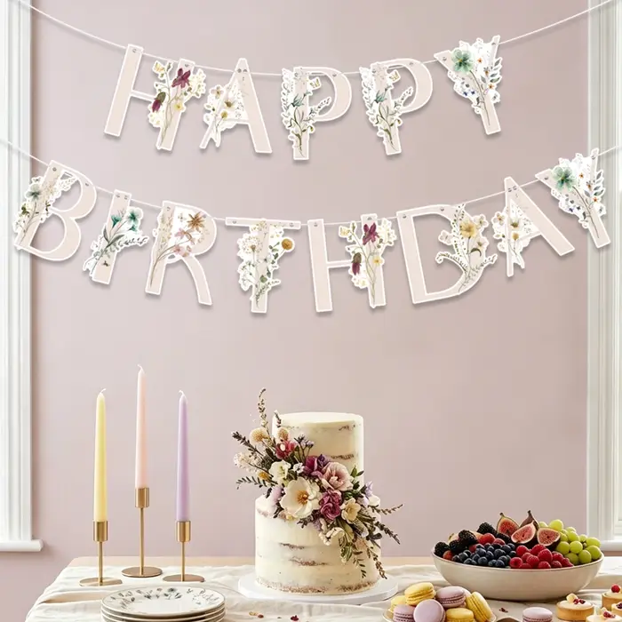 Bannière en papier motif fleurs sauvages