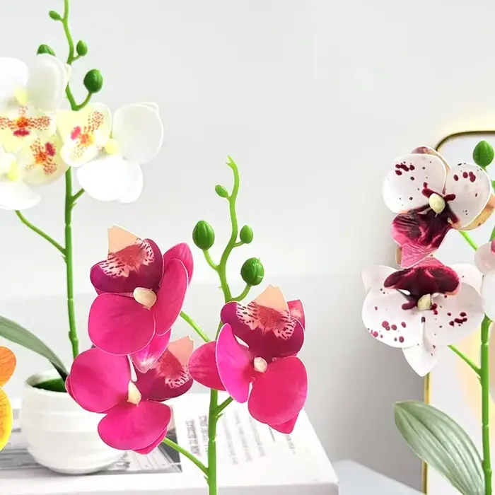 Plante artificielle en pot d'orchidée Phalaenopsis de 24