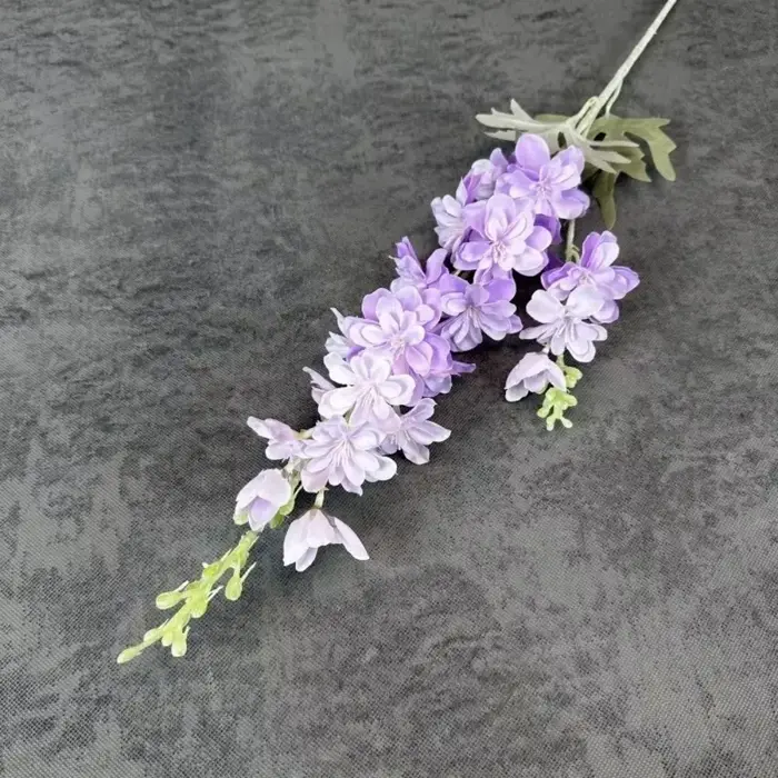 Nouvelles Grandes Fleurs Artificielles de Delphinium à 2 Branches, Fleurs Artificielles en Soie Floq