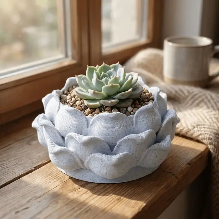 Pot de fleurs en plastique imprimé en 3D en forme de lotus, pots de pépinière avec trou de drainage, vase à fleurs, pots de culture pour jardin