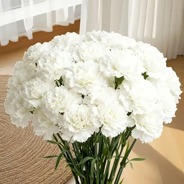Bouquet de fleurs artificielles d'œillets blancs, 3/5/10 pièces, pour décoration de maison, de jardi