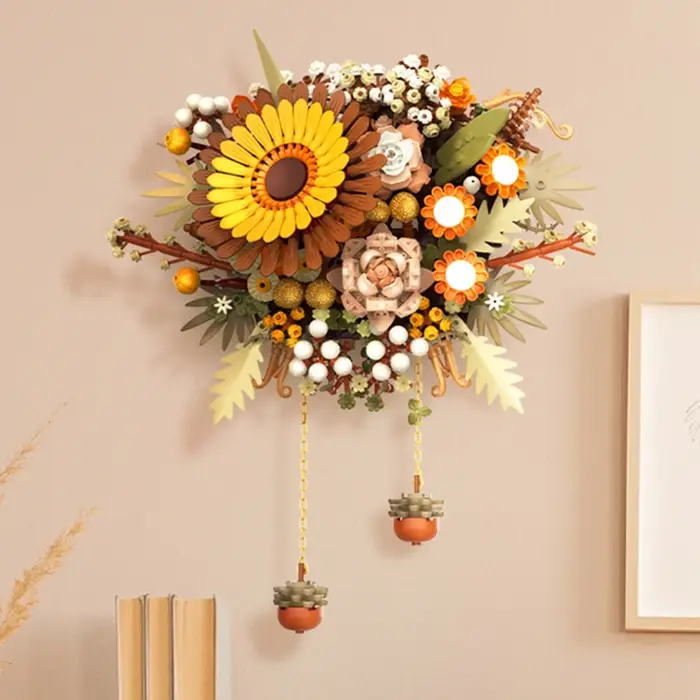Bricolage plantes Art mur fleurs simulé tournesol salon pendentif blocs de construction modèle briques enfants ensembles jouets