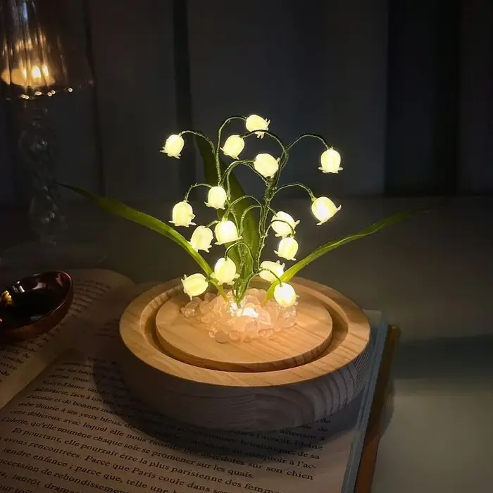 Fleurs artificielles bricolage créatif brillant à la main muguet veilleuse pour chambre décorative Festival cadeau d'anniversaire