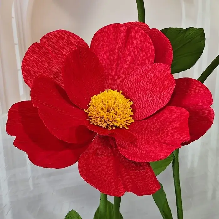 Fleurs artificielles camélia rouge 190cm