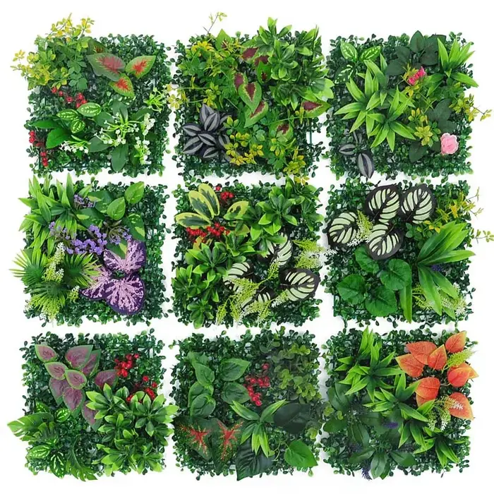 Bricolage magasin vitrine plante mur plastique Simulation feuilles de raisin Rose pelouse Hall décoration 25*25 cm plantes vertes artificielles murs