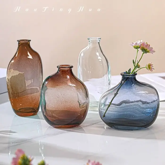 Vase à fleurs rétro tendance en verre