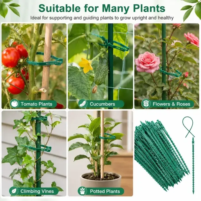 50 attaches de câbles réglables en plastique réutilisables pour plantes