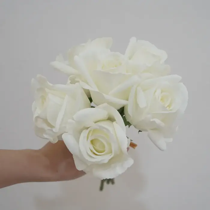 Bouquets de Poubelles Roses Artificielles au Toucher Réel