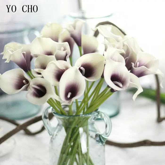 Fleur artificielle YO CHO pour la décoration de la maison, lys calla en latex, mariage, bouquet de mariée, Saint-Valentin, fournitures de fête, cadeau