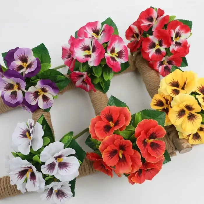 Lot de fleurs artificielles de primula de 32 cm