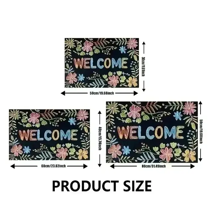 Paillasson brodé de fleurs de cactus - Tapis vert floral à motif