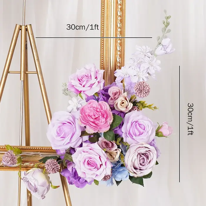 H7792 luxe 5D violet Rose orchidée Delphinium fleur rangée mariage toile de fond arc Arrangement Tab