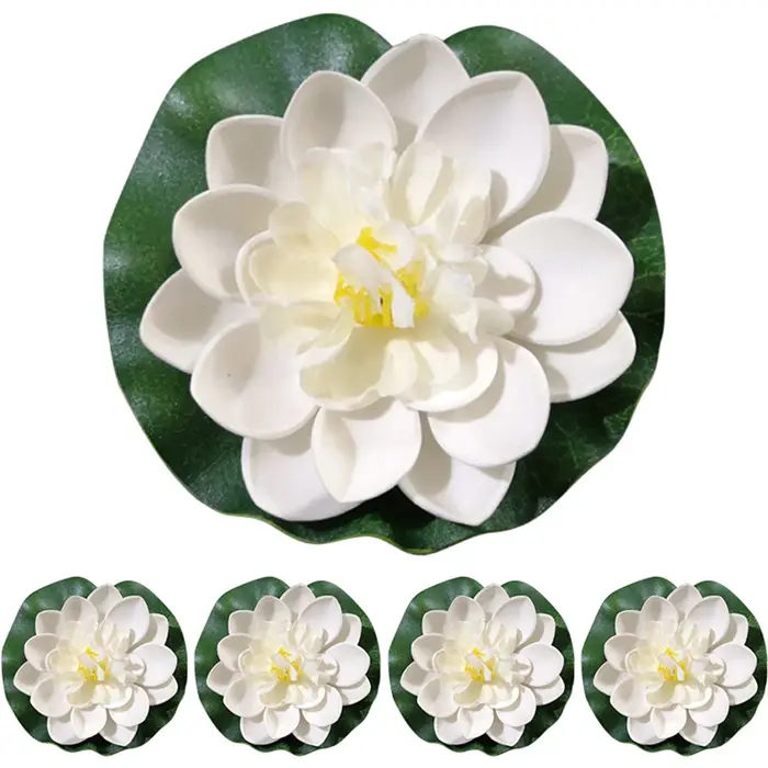 Lot de 5 fleurs de lotus artificielles de 10 cm