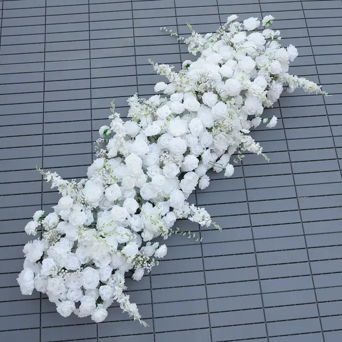 A8873 blanc Delphinium suspendu glycine florale arrangements artificiels toile de fond de mariage décoration fleur arc pour la cérémonie