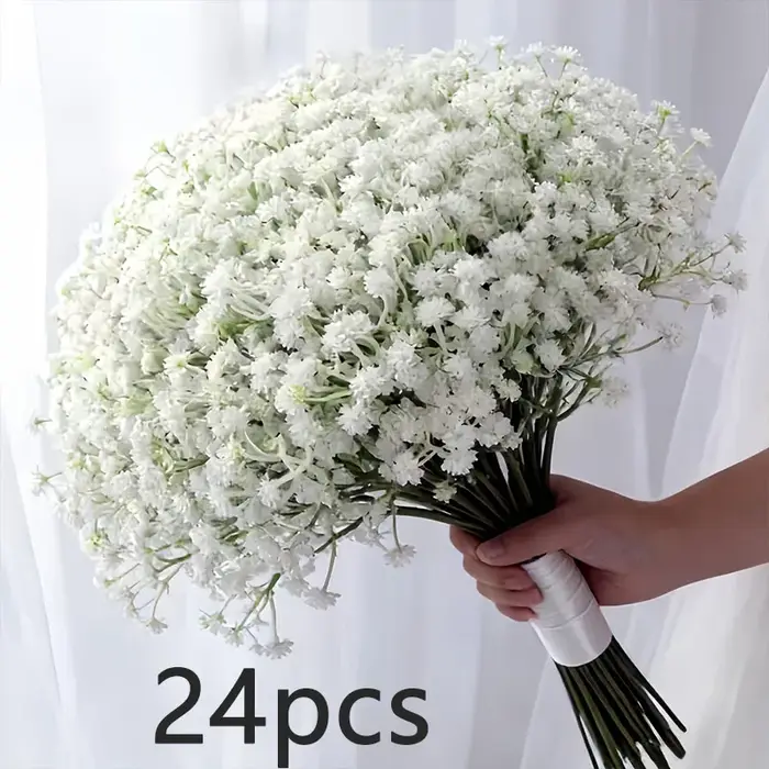 24 bouquets - 720 fleurs artificielles pour la Saint-Valentin et les mariages, bouquets blancs avec 