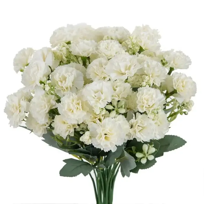Fleurs artificielles 5 fourches 15 têtes petite œillet pour décoration d'arche de mariage