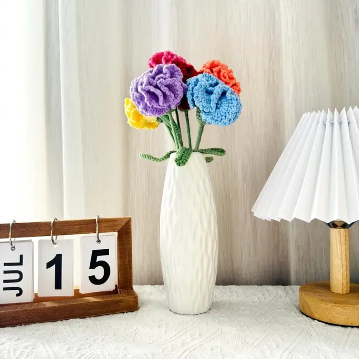 Bouquet de fleurs artificielles en crochet