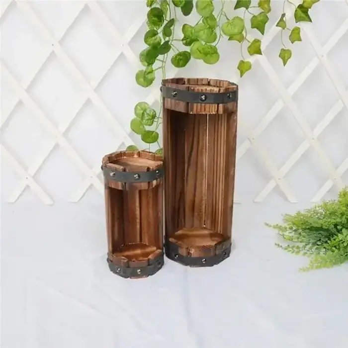 Wood Pots à fleurs en bois carbonisé antiseptique pour décoration de mariage