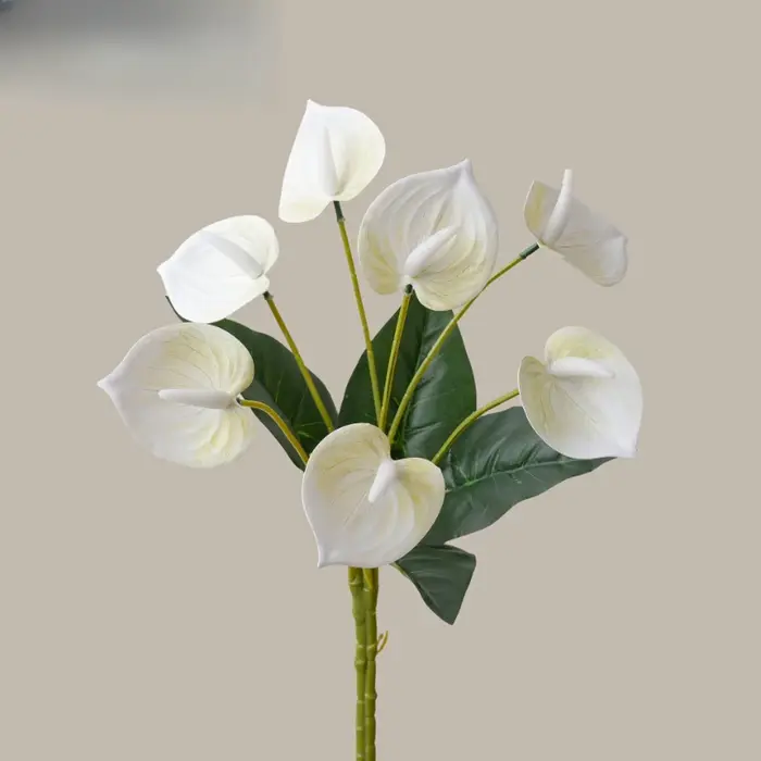 8 pièces de fleurs artificielles en plastique Anthurium, décoration pour la maison et le salon, faus