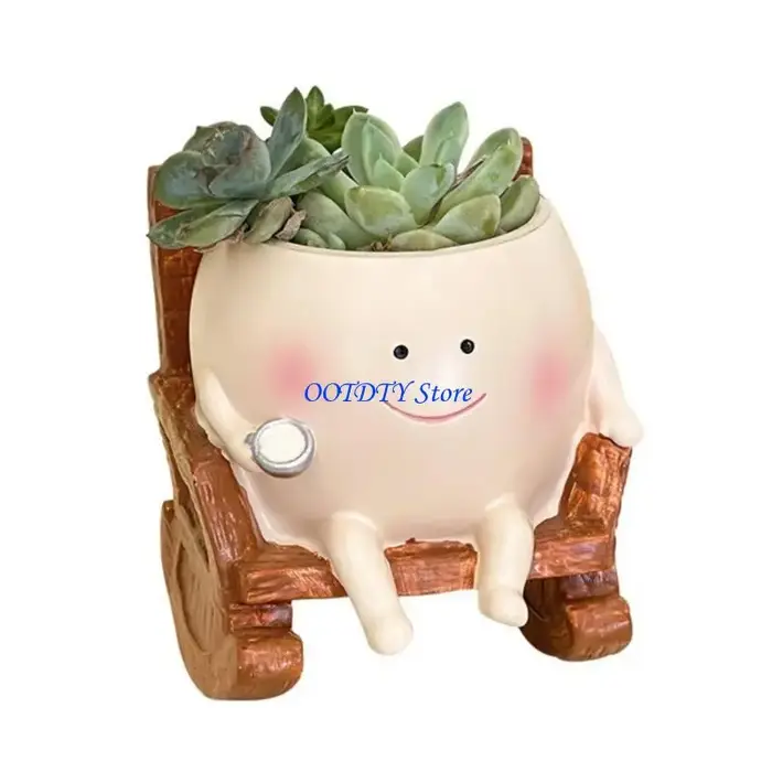 367A Mini Pot plantes charnues en résine dessin animé fait à main