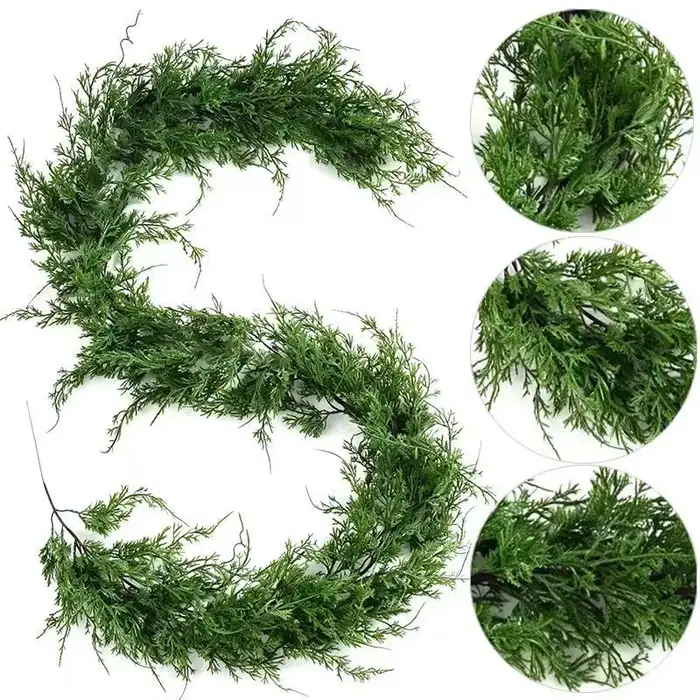 Plantes artificielles, herbe à queue de chat, vigne, verdure de Noël, fleurs pour la décoration de la maison et du jardin, vigne de pin et de cyprès artificielle