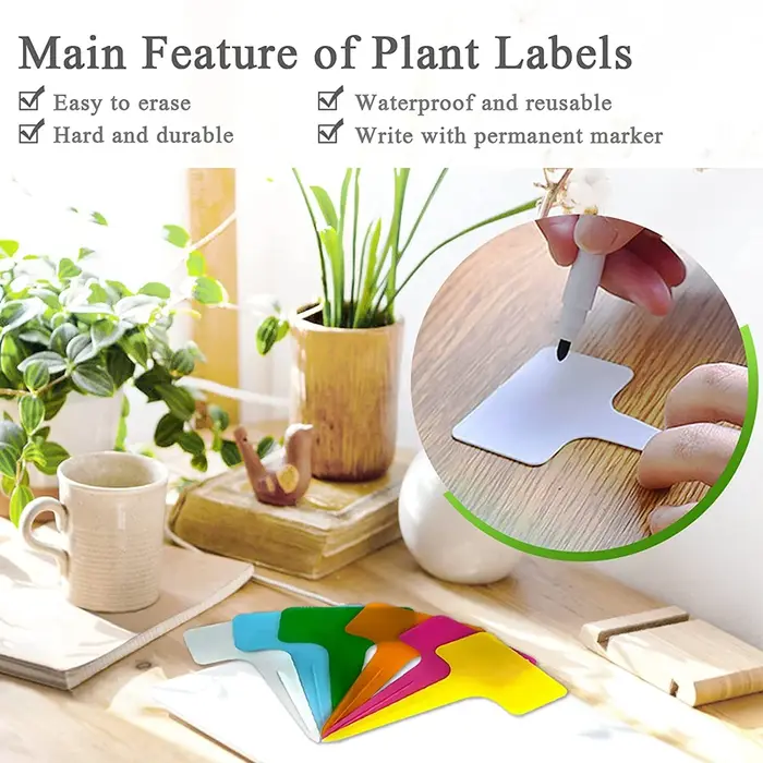 Étiquettes de plantes imperméables en plastique en forme de T