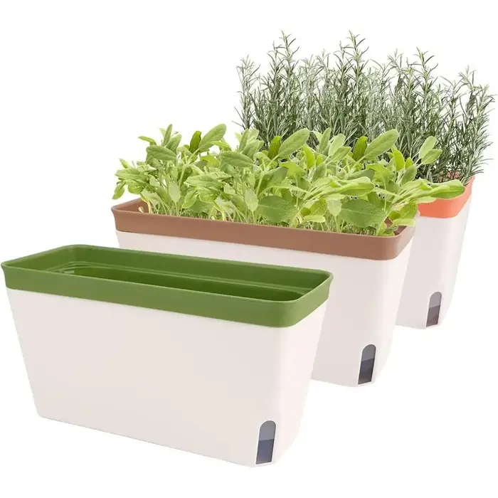 Pots de fleurs modernes à arrosage automatique, décoratifs, avec fenêtre de visualisation du niveau d'eau, pour plantes d'intérieur, herbes aromatiques et plantes succulentes.