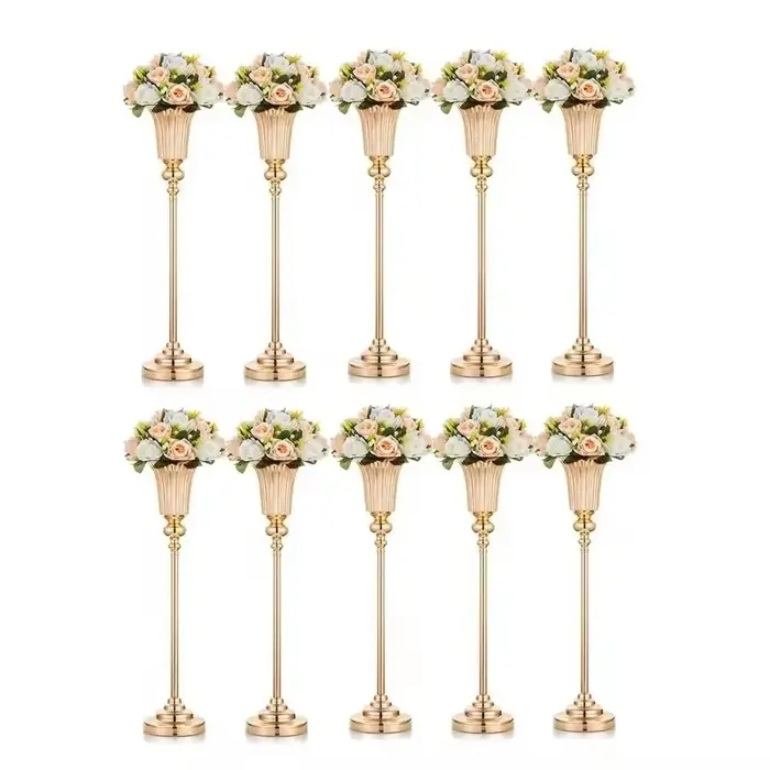 Vase à fleurs rétro doré en métal pour arrangement floral