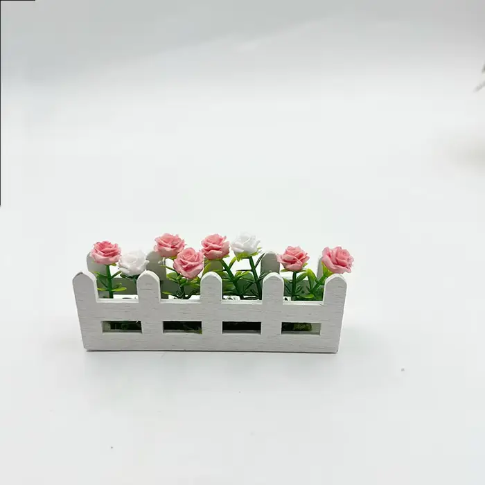 Mini clôture de Roses en pot, ensemble de fleurs, modèle de cloison de balcon, échelle, ornements mi