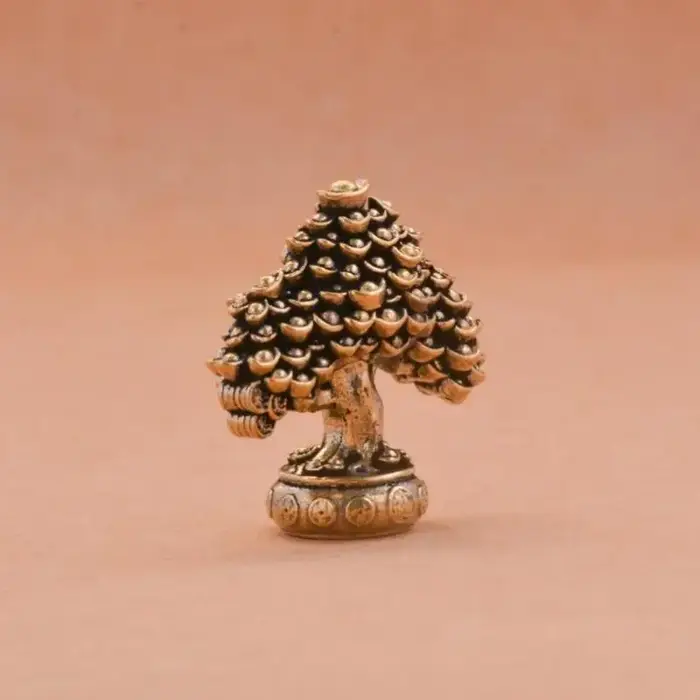✰ ✪ 1 pièce Ornement Arbre de la Fortune en laiton, Arbre en pot, Arbre lingot, Ornement rétro en la