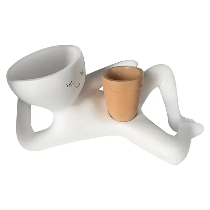 Pot de fleurs en résine « Lazy Guy » – Figurine unique allongée pour plantes succulentes – Décoratio