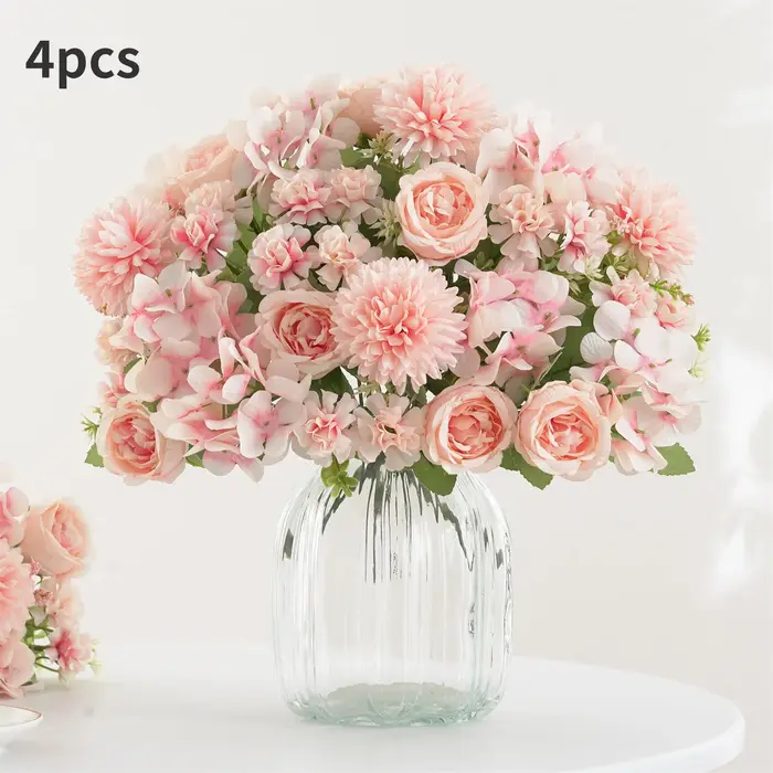 Bouquet de fleurs artificielles réalistes 1/4 pièces