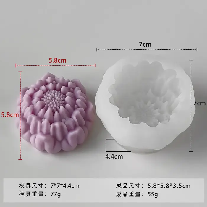 Moule à gâteau en forme de fleur de pivoine, bougie florale, en Silicone, pour savon, gypse, résine,