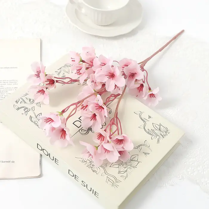 Bouquet de fleurs de pêcher artificielles 39CM, 1 pièce, fausses fleurs pour décoration de salle de 