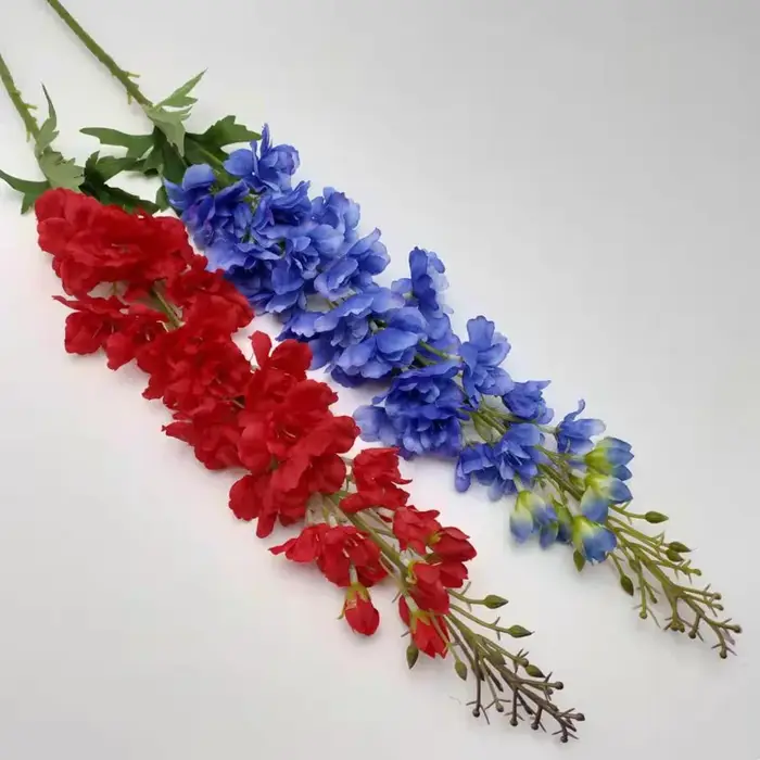Branche de fleur de Delphinium artificielle avec longue tige simulée plante
