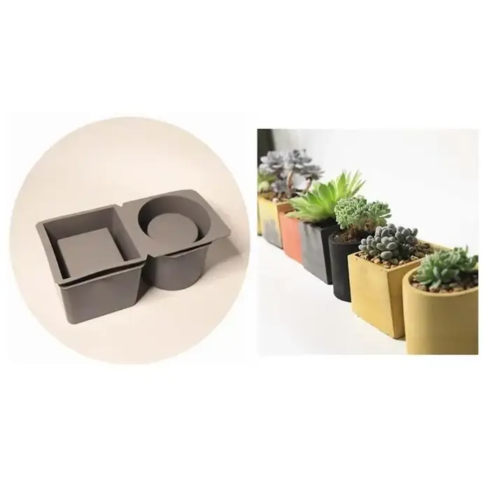 A52E Moule pot fleur en béton sqaure résine ronde plantes succulentes pot silicones moules