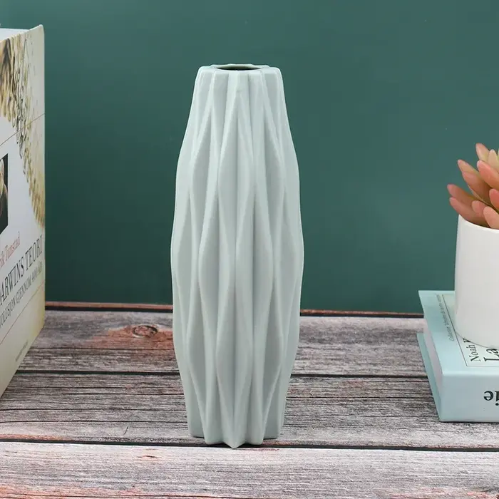 Vase de fleur en plastique blanc pour la décoration de la maison, Pot de fleur en céramique d'imitat