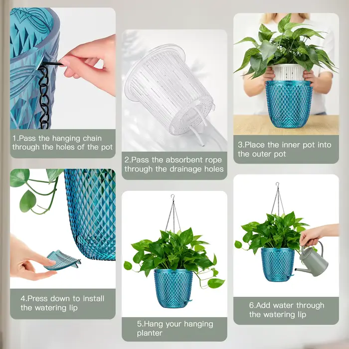 Lot de 2 pots auto-arrosants de 5