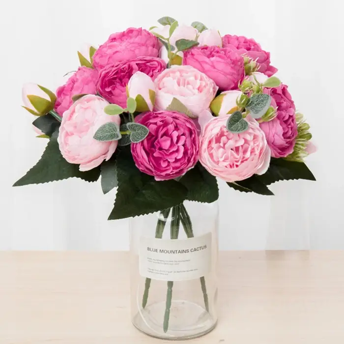 Fleurs artificielles Soie Pivoine Bouquet Festival Décorations Vase Maison Chambre Jardin Salon Mariage Mariée Arch Faux Plantes Prop